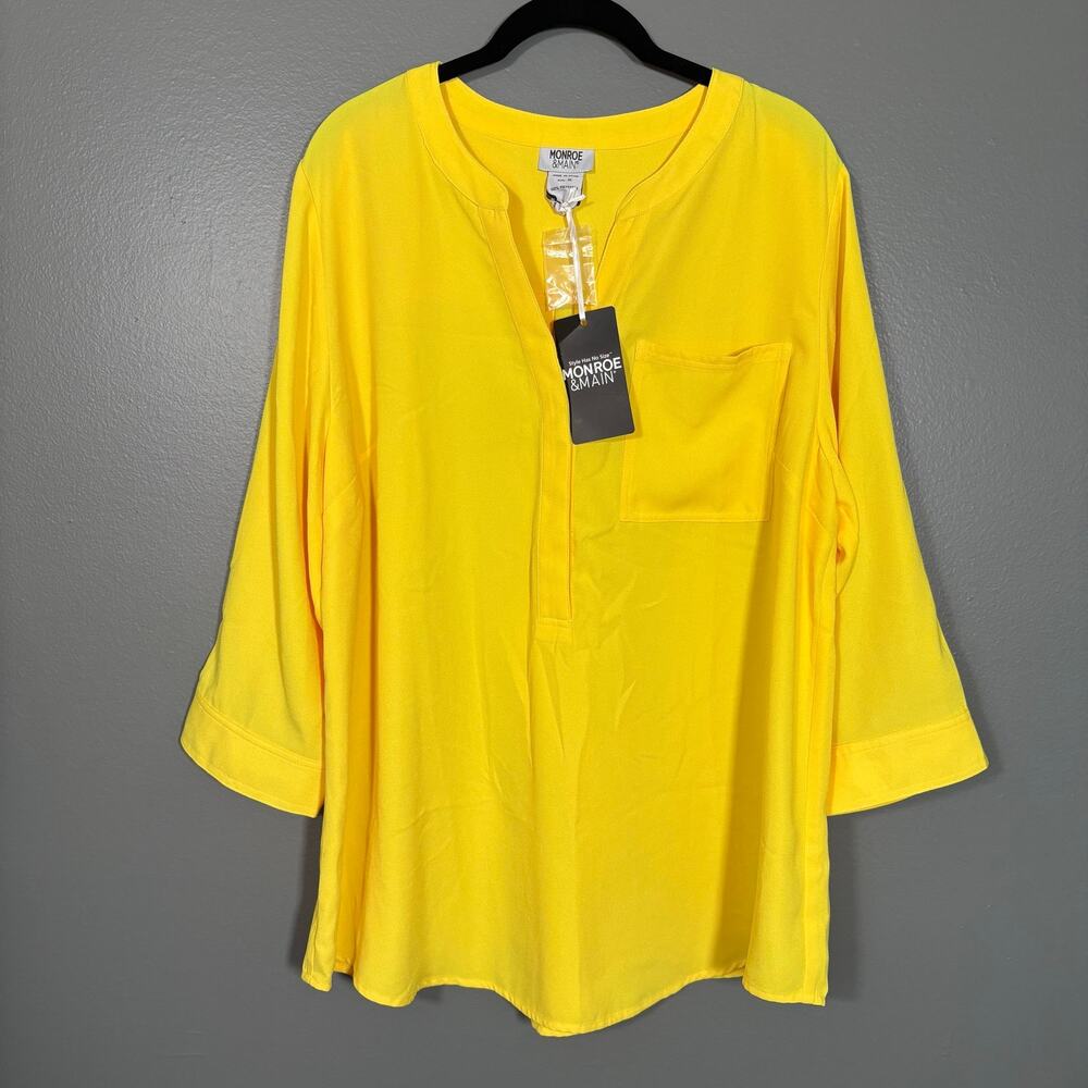Monroe & Main NWT Bright Yellow Minimalist Oversized Boho Top - Size XL - Womens